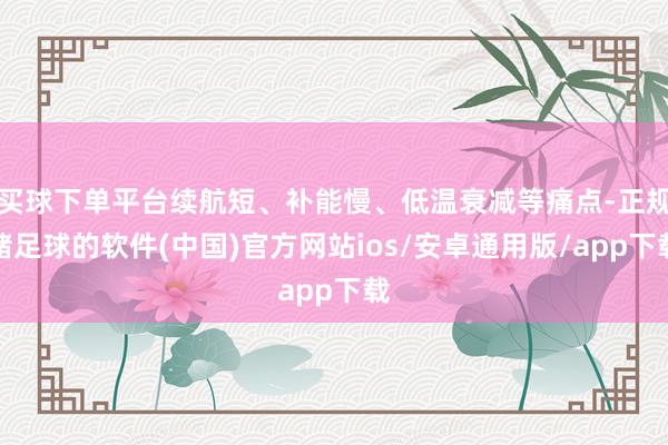 买球下单平台续航短、补能慢、低温衰减等痛点-正规赌足球的软件(中国)官方网站ios/安卓通用版/app下载
