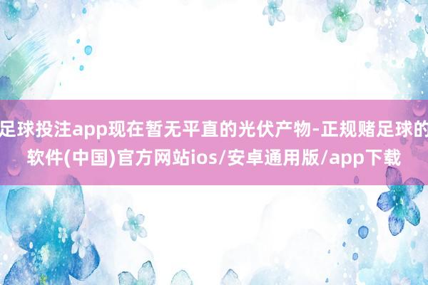 足球投注app现在暂无平直的光伏产物-正规赌足球的软件(中国)官方网站ios/安卓通用版/app下载