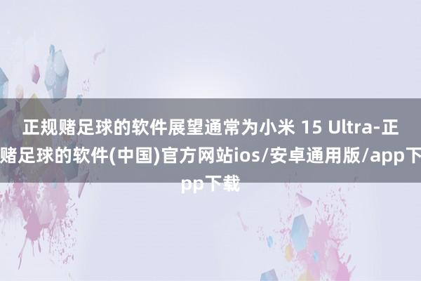 正规赌足球的软件展望通常为小米 15 Ultra-正规赌足球的软件(中国)官方网站ios/安卓通用版/app下载