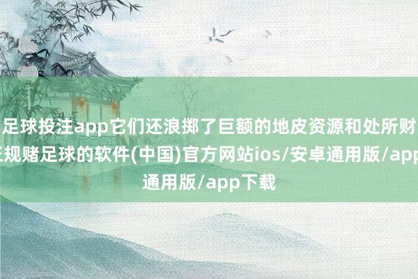 足球投注app它们还浪掷了巨额的地皮资源和处所财政-正规赌足球的软件(中国)官方网站ios/安卓通用版/app下载