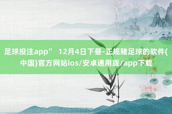 足球投注app”  12月4日下昼-正规赌足球的软件(中国)官方网站ios/安卓通用版/app下载