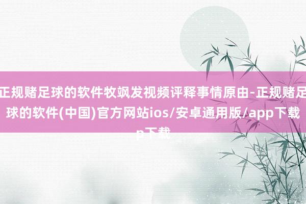 正规赌足球的软件牧飒发视频评释事情原由-正规赌足球的软件(中国)官方网站ios/安卓通用版/app下载