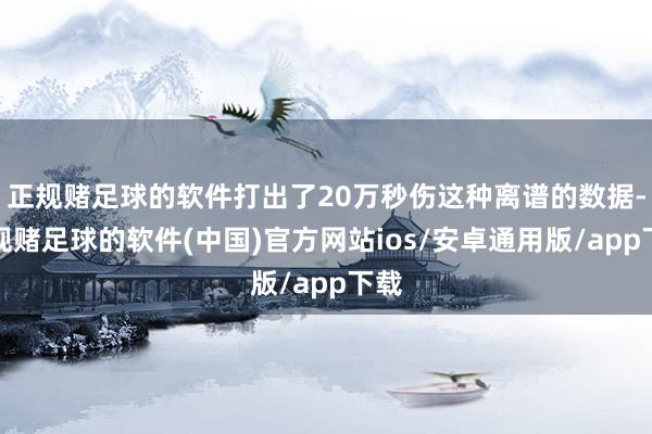 正规赌足球的软件打出了20万秒伤这种离谱的数据-正规赌足球的软件(中国)官方网站ios/安卓通用版/app下载