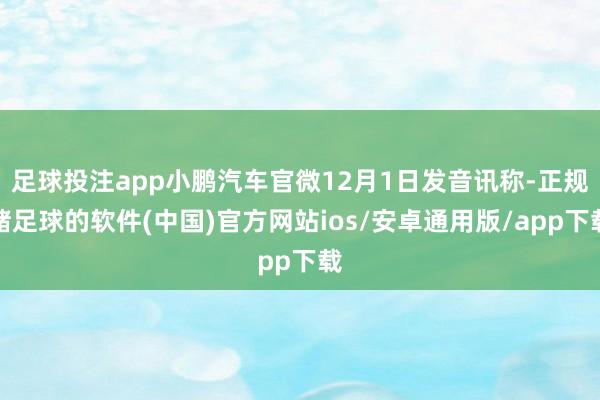 足球投注app小鹏汽车官微12月1日发音讯称-正规赌足球的软件(中国)官方网站ios/安卓通用版/app下载