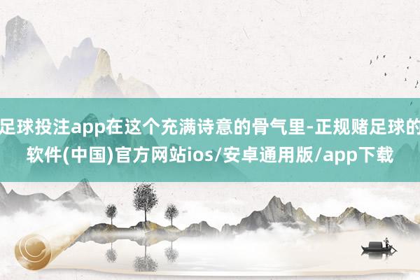 足球投注app在这个充满诗意的骨气里-正规赌足球的软件(中国)官方网站ios/安卓通用版/app下载