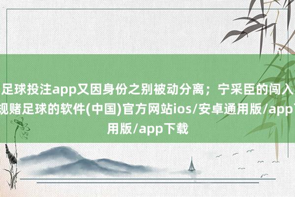 足球投注app又因身份之别被动分离；宁采臣的闯入-正规赌足球的软件(中国)官方网站ios/安卓通用版/app下载