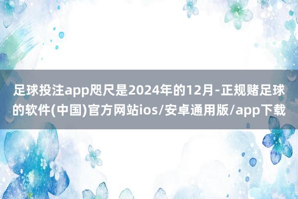 足球投注app　　咫尺是2024年的12月-正规赌足球的软件(中国)官方网站ios/安卓通用版/app下载