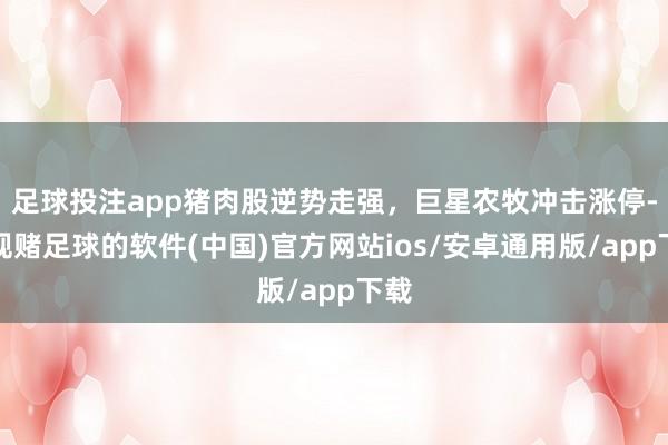 足球投注app猪肉股逆势走强，巨星农牧冲击涨停-正规赌足球的软件(中国)官方网站ios/安卓通用版/app下载