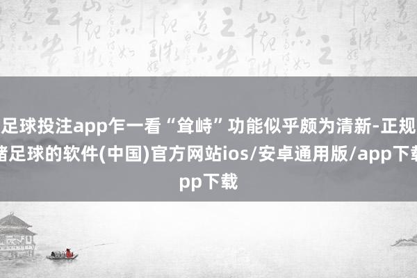足球投注app乍一看“耸峙”功能似乎颇为清新-正规赌足球的软件(中国)官方网站ios/安卓通用版/app下载