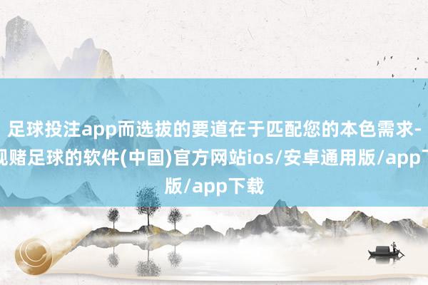 足球投注app而选拔的要道在于匹配您的本色需求-正规赌足球的软件(中国)官方网站ios/安卓通用版/app下载