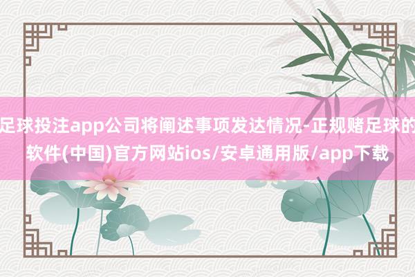足球投注app公司将阐述事项发达情况-正规赌足球的软件(中国)官方网站ios/安卓通用版/app下载