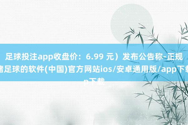 足球投注app收盘价：6.99 元）发布公告称-正规赌足球的软件(中国)官方网站ios/安卓通用版/app下载