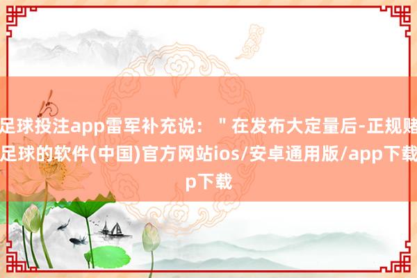 足球投注app雷军补充说：＂在发布大定量后-正规赌足球的软件(中国)官方网站ios/安卓通用版/app下载