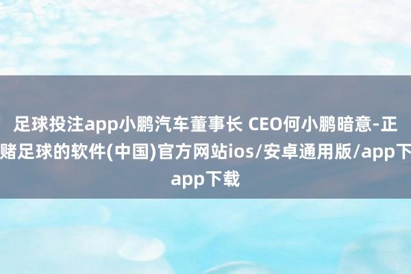 足球投注app小鹏汽车董事长 CEO何小鹏暗意-正规赌足球的软件(中国)官方网站ios/安卓通用版/app下载