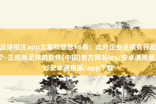 足球投注app文章权信息16条；此外企业还领有行政许可114个-正规赌足球的软件(中国)官方网站ios/安卓通用版/app下载