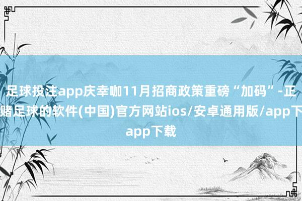 足球投注app庆幸咖11月招商政策重磅“加码”-正规赌足球的软件(中国)官方网站ios/安卓通用版/app下载