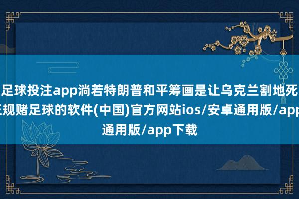 足球投注app淌若特朗普和平筹画是让乌克兰割地死守-正规赌足球的软件(中国)官方网站ios/安卓通用版/app下载