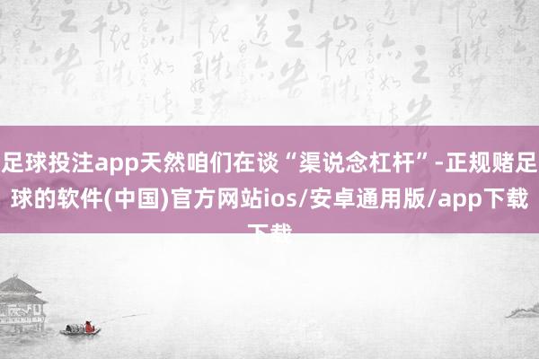 足球投注app天然咱们在谈“渠说念杠杆”-正规赌足球的软件(中国)官方网站ios/安卓通用版/app下载