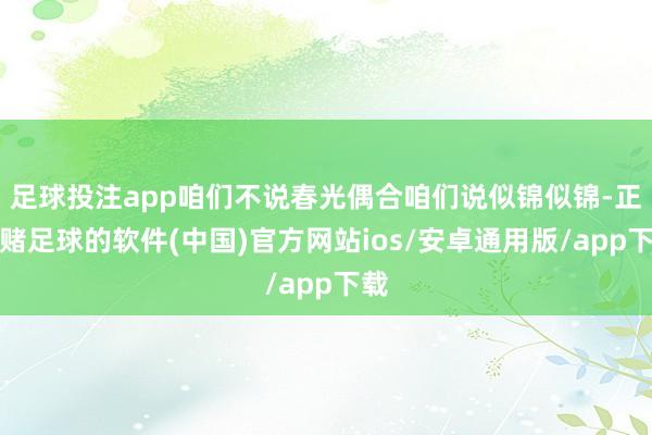 足球投注app咱们不说春光偶合咱们说似锦似锦-正规赌足球的软件(中国)官方网站ios/安卓通用版/app下载