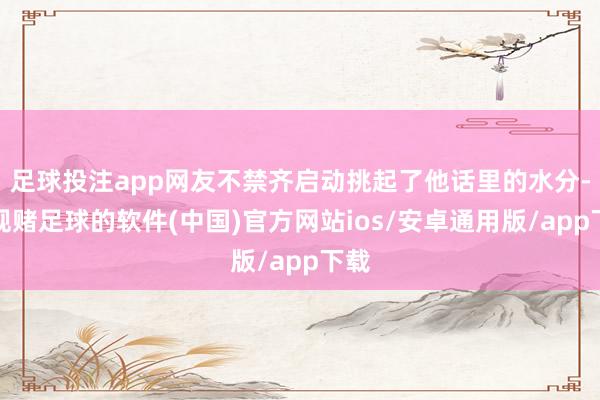 足球投注app网友不禁齐启动挑起了他话里的水分-正规赌足球的软件(中国)官方网站ios/安卓通用版/app下载