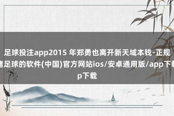 足球投注app2015 年郑勇也离开新天域本钱-正规赌足球的软件(中国)官方网站ios/安卓通用版/app下载
