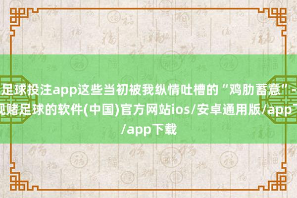 足球投注app这些当初被我纵情吐槽的“鸡肋蓄意”-正规赌足球的软件(中国)官方网站ios/安卓通用版/app下载
