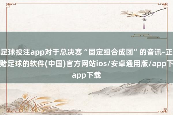 足球投注app对于总决赛“固定组合成团”的音讯-正规赌足球的软件(中国)官方网站ios/安卓通用版/app下载